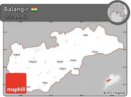 Gray Simple Map of Balangir, cropped outside