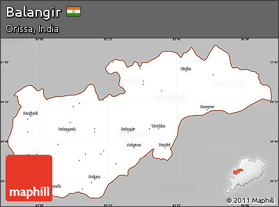 Gray Simple Map of Balangir, cropped outside