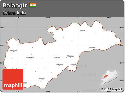 Gray Simple Map of Balangir, cropped outside