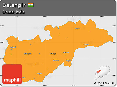 Political Simple Map of Balangir, single color outside