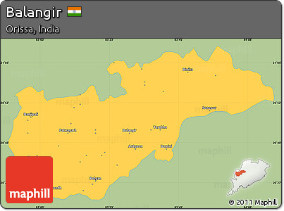 Savanna Style Simple Map of Balangir, single color outside
