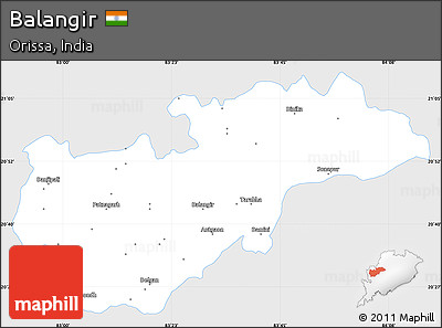 Silver Style Simple Map of Balangir, single color outside