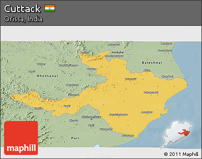Savanna Style 3D Map of Cuttack