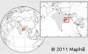 Blank Location Map of Cuttack, highlighted country, highlighted parent region, within the entire country