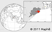 Blank Location Map of Cuttack, highlighted country, highlighted parent region