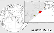 Blank Location Map of Cuttack, highlighted country
