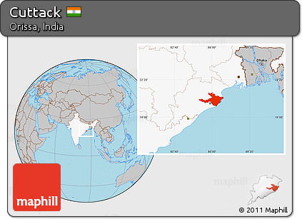 Gray Location Map of Cuttack, highlighted country