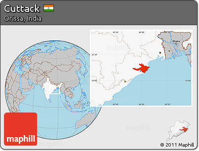 Gray Location Map of Cuttack, highlighted country