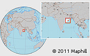 Gray Location Map of Cuttack, highlighted parent region, within the entire country