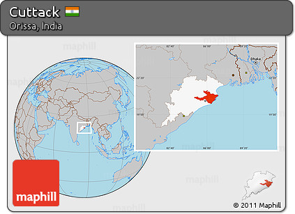 Gray Location Map of Cuttack, highlighted parent region