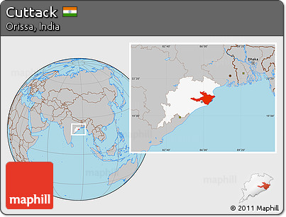 Gray Location Map of Cuttack, highlighted parent region