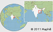 Savanna Style Location Map of Cuttack, highlighted country, within the entire country