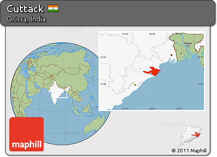 Savanna Style Location Map of Cuttack, highlighted country