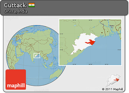 Savanna Style Location Map of Cuttack, highlighted parent region