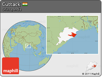 Savanna Style Location Map of Cuttack, highlighted parent region