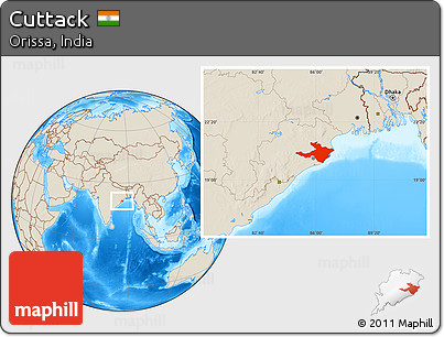 Shaded Relief Location Map of Cuttack