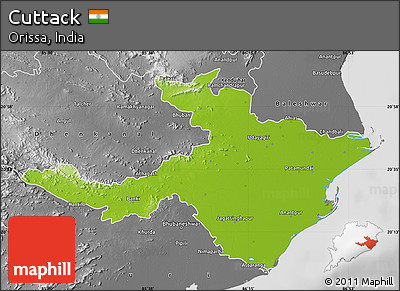 Physical Map of Cuttack, desaturated