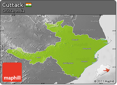Physical Map of Cuttack, desaturated