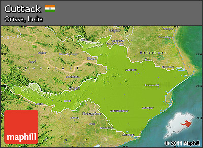 Physical Map of Cuttack, satellite outside