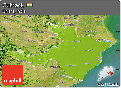 Physical Map of Cuttack, satellite outside