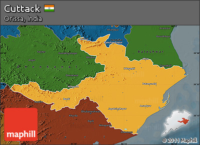 Political Map of Cuttack, darken