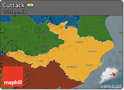 Political Map of Cuttack, darken
