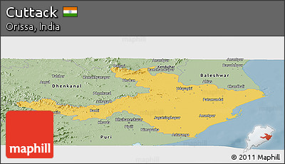 Savanna Style Panoramic Map of Cuttack