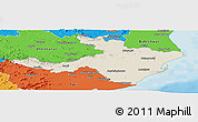 Shaded Relief Panoramic Map of Cuttack, political outside