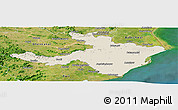 Shaded Relief Panoramic Map of Cuttack, satellite outside