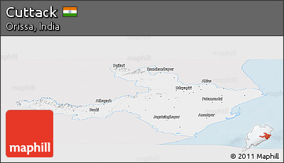 Silver Style Panoramic Map of Cuttack, single color outside