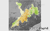 Physical 3D Map of Koraput, darken, desaturated