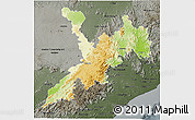 Physical 3D Map of Koraput, darken, semi-desaturated