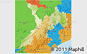 Physical 3D Map of Koraput, political outside