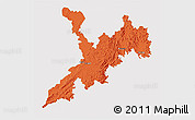 Political 3D Map of Koraput, cropped outside