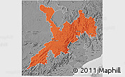 Political 3D Map of Koraput, desaturated