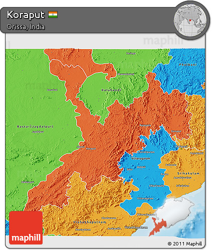 Political 3D Map of Koraput