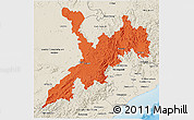 Political 3D Map of Koraput, shaded relief outside