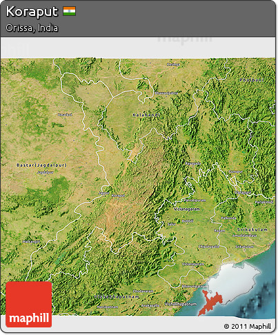 Satellite 3D Map of Koraput