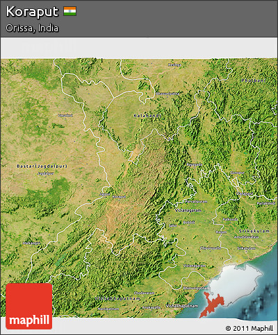 Satellite 3D Map of Koraput