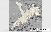 Shaded Relief 3D Map of Koraput, darken, desaturated