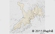 Shaded Relief 3D Map of Koraput, lighten, desaturated