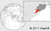 Blank Location Map of Koraput, highlighted country, highlighted parent region