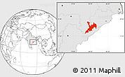 Blank Location Map of Koraput, highlighted country