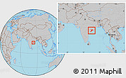 Gray Location Map of Koraput, within the entire country