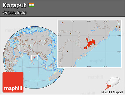 Gray Location Map of Koraput
