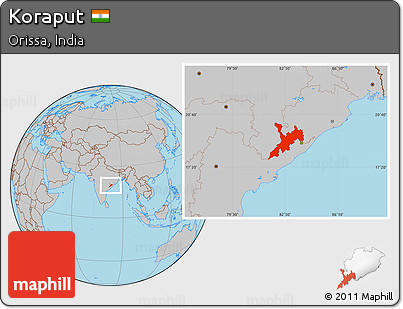 Gray Location Map of Koraput