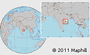 Gray Location Map of Koraput, highlighted parent region, within the entire country