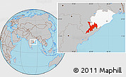 Gray Location Map of Koraput, highlighted parent region