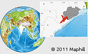 Physical Location Map of Koraput, highlighted country, highlighted parent region