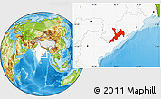 Physical Location Map of Koraput, highlighted country